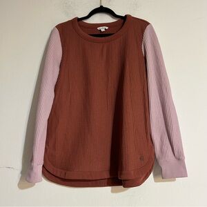 L.L. Bean Signature Brushed-Back Waffle Knit Colorblock Boatneck Top Size Large